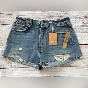 Reformation Jeans Womens Blue Dixie Fly Button High Rise Jeans Shorts Size 28